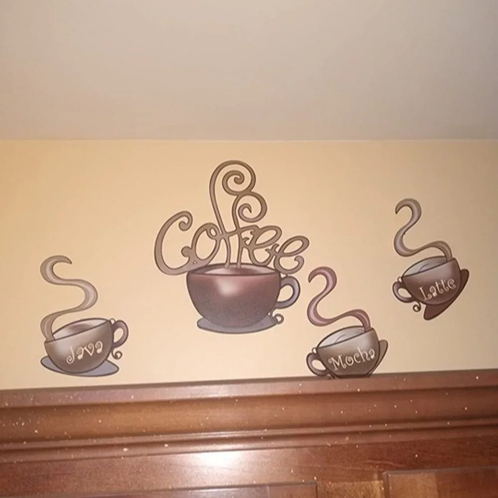 NEW  4 Pieces Metal Coffee Cup Wall Decor Coffee Bar Decor Coffee Decor Cafe - Picture 6 of 9